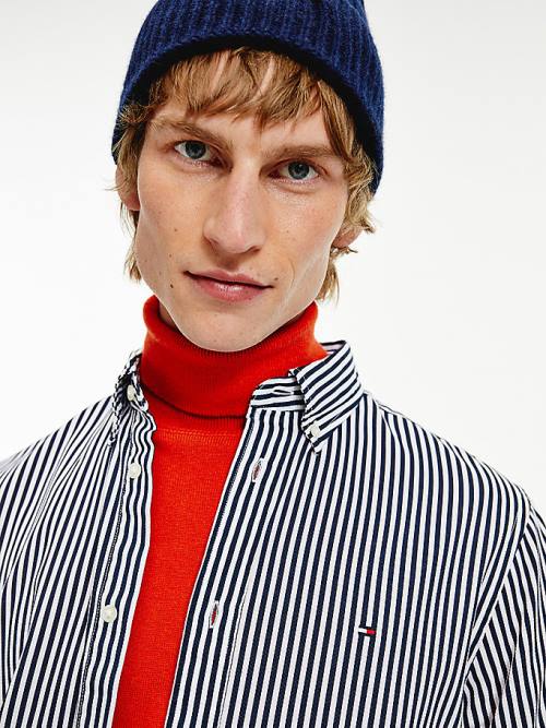 Tommy Hilfiger TH Flex Regular Waffle Stripe Ingek Férfi Kék | TH182BIR