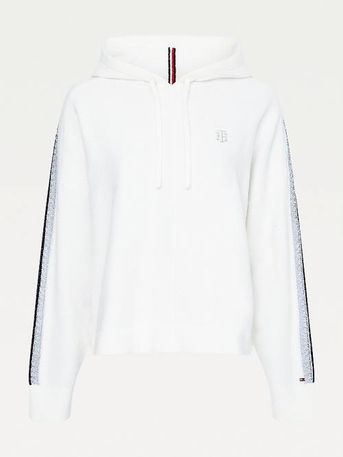 Tommy Hilfiger TH Flex Relaxed Fit Metallic Pulóverek Női Fehér | TH645KJB