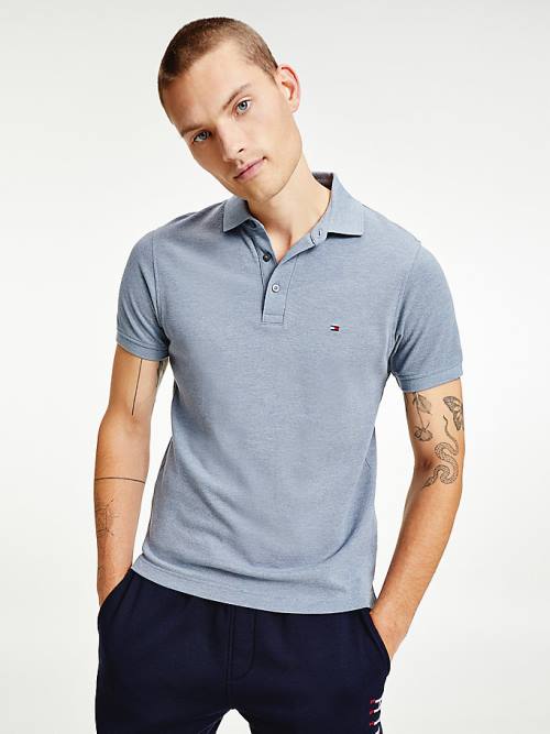 Tommy Hilfiger TH Flex Slim Fit Póló Férfi Kék | TH217PMI