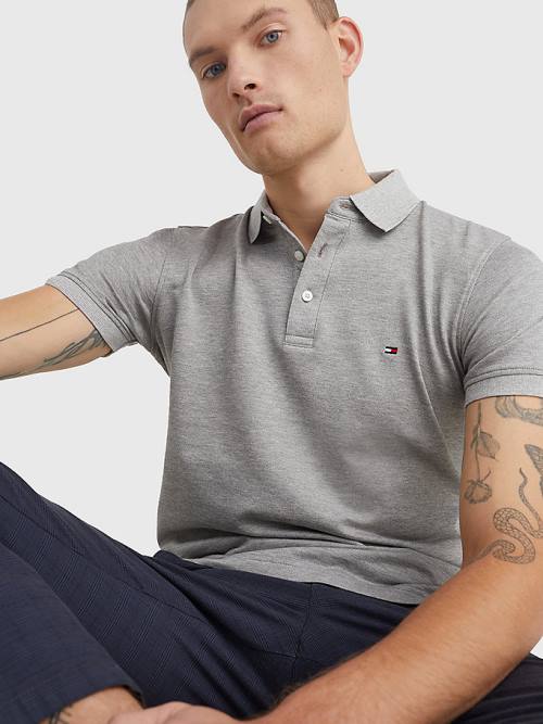 Tommy Hilfiger TH Flex Slim Fit Póló Férfi Szürke | TH574DBM