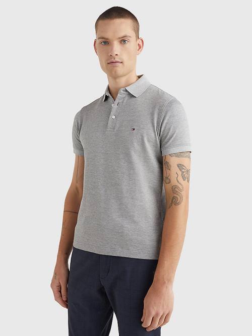 Tommy Hilfiger TH Flex Slim Fit Póló Férfi Szürke | TH574DBM