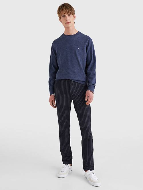 Tommy Hilfiger TH Flex Tipped Cuffs Jumper Pulóverek Férfi Kék | TH489TGC