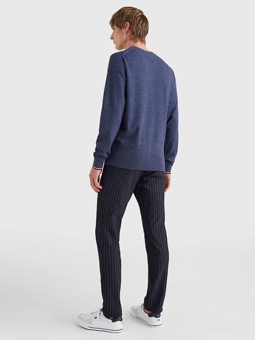 Tommy Hilfiger TH Flex Tipped Cuffs Jumper Pulóverek Férfi Kék | TH489TGC