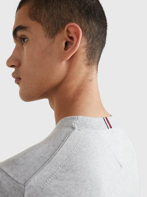 Tommy Hilfiger TH Flex Tipped Cuffs Jumper Pulóverek Férfi Szürke | TH802XKO