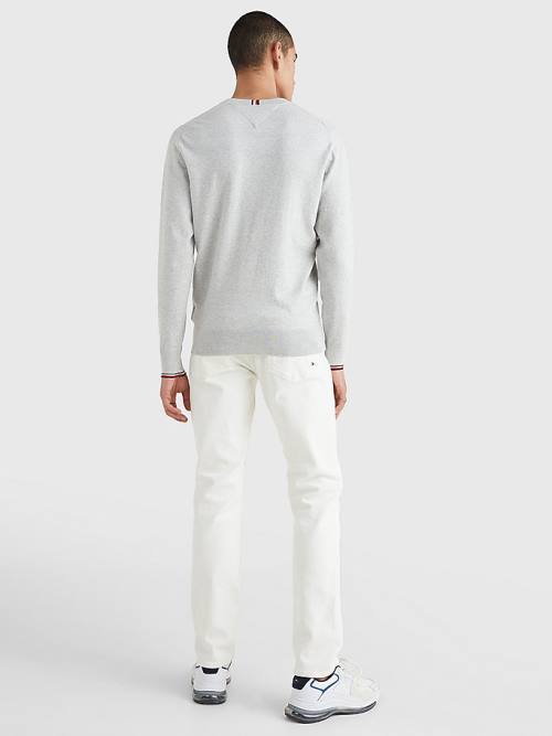 Tommy Hilfiger TH Flex Tipped Cuffs Jumper Pulóverek Férfi Szürke | TH802XKO