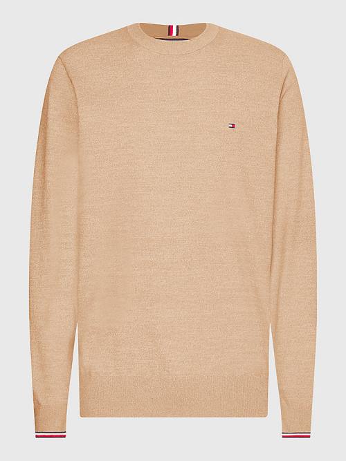 Tommy Hilfiger TH Flex Tipped Cuffs Jumper Pulóverek Férfi Barna | TH941CYT