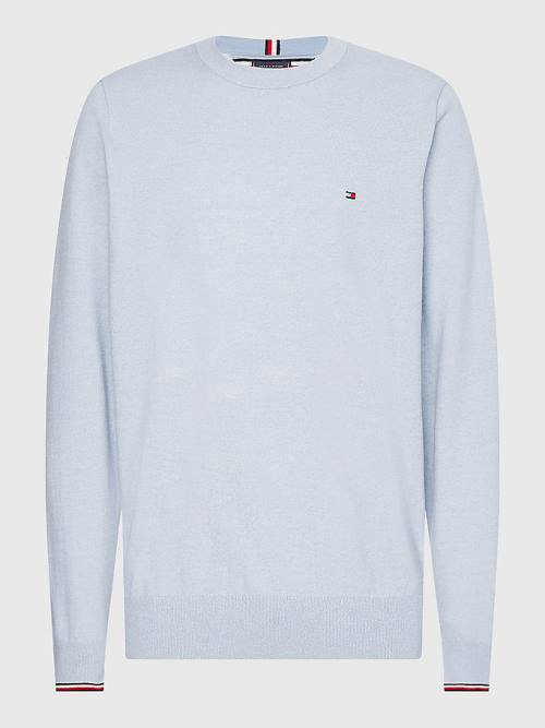 Tommy Hilfiger TH Flex Tipped Cuffs Jumper Pulóverek Férfi Kék | TH974AMJ