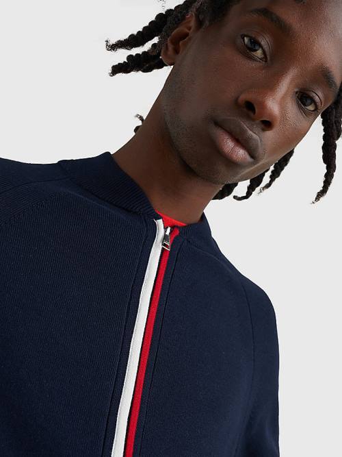 Tommy Hilfiger TH Flex Zip-Thru Cardigan Pulóverek Férfi Kék | TH019EKX