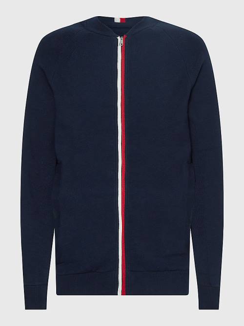 Tommy Hilfiger TH Flex Zip-Thru Cardigan Pulóverek Férfi Kék | TH019EKX