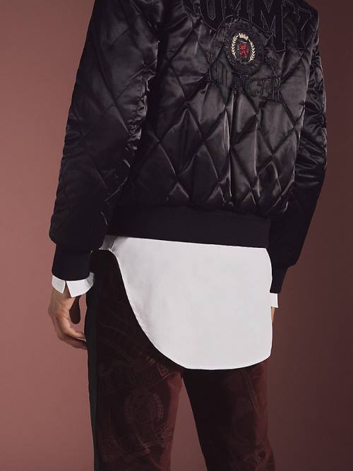 Tommy Hilfiger TH Kollekciók Diamond Quilted Reversible Bomber Kabát Férfi Fekete | TH095WUM