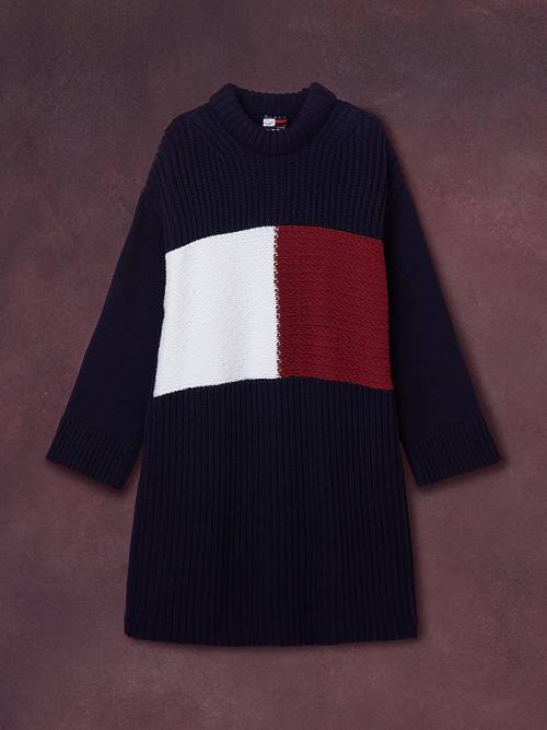 Tommy Hilfiger TH Kollekciók Flag Icon Relaxed Ruha Női Kék | TH129WUY