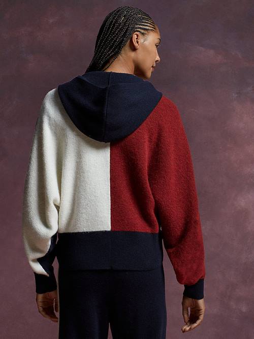 Tommy Hilfiger TH Kollekciók Flag Icon Relaxed Pulóverek Női Kék | TH796NCU