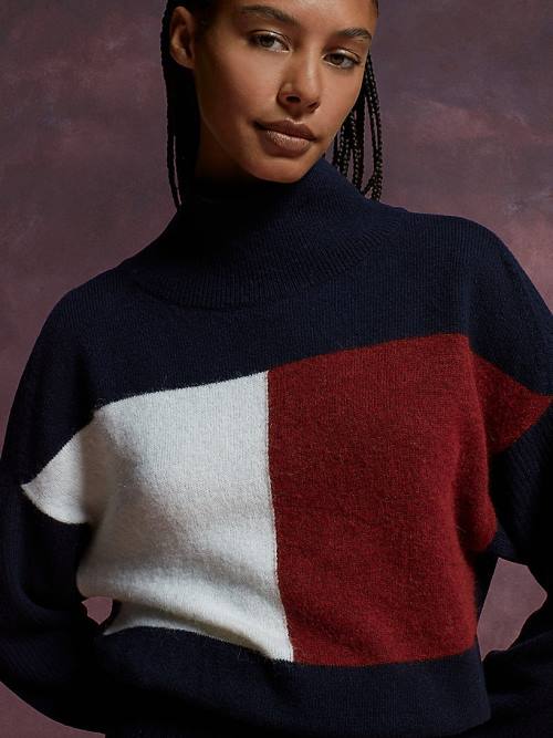 Tommy Hilfiger TH Kollekciók Flag Icon Relaxed Jumper Ruha Női Kék | TH826WLA