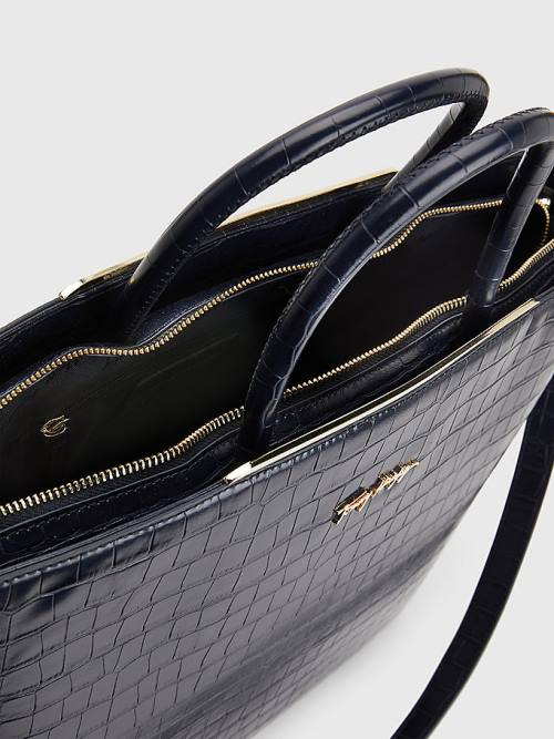 Tommy Hilfiger TH Modern Croco Effect Tote Táska Női Kék | TH526ZMV