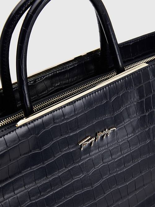 Tommy Hilfiger TH Modern Croco Effect Tote Táska Női Kék | TH526ZMV