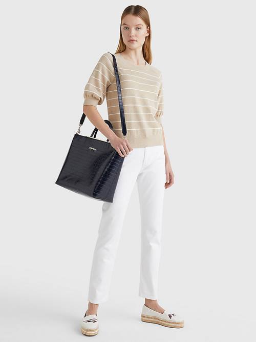 Tommy Hilfiger TH Modern Croco Effect Tote Táska Női Kék | TH526ZMV