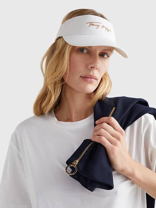 Tommy Hilfiger TH Modern Iconic Signature Visor Kalap Női Fehér | TH809CMJ