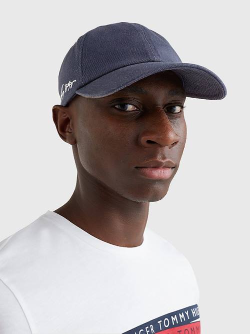 Tommy Hilfiger TH Modern Signature Embroidery Cap Kalap Férfi Kék | TH104PGL