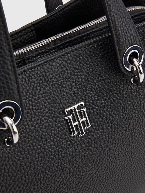 Tommy Hilfiger TH Monogram Medium Satchel Táska Női Fekete | TH937SVU