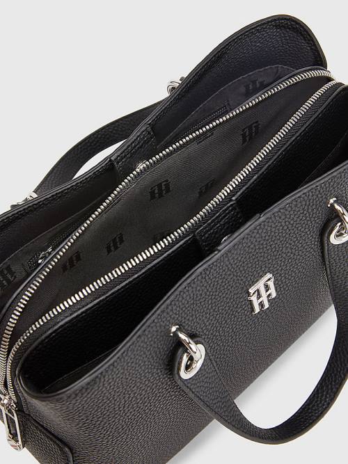 Tommy Hilfiger TH Monogram Medium Satchel Táska Női Fekete | TH937SVU