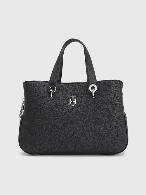 Tommy Hilfiger TH Monogram Medium Satchel Táska Női Fekete | TH937SVU