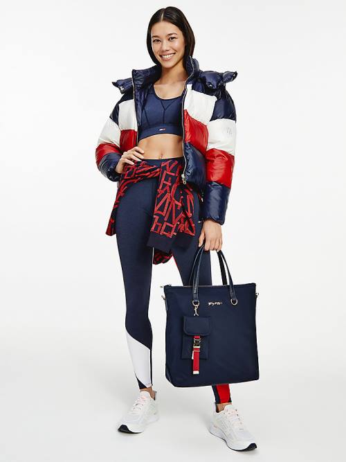 Tommy Hilfiger TH Protect Colour-Blocked Down Puffer Kabát Női Kék | TH382UHV