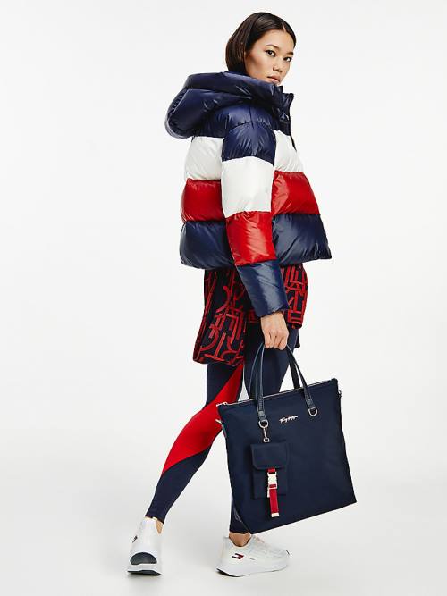 Tommy Hilfiger TH Protect Colour-Blocked Down Puffer Kabát Női Kék | TH382UHV