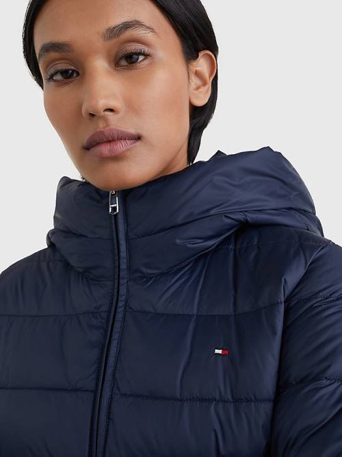 Tommy Hilfiger TH Protect Csuklyás Padded Kabát Női Kék | TH192SZE