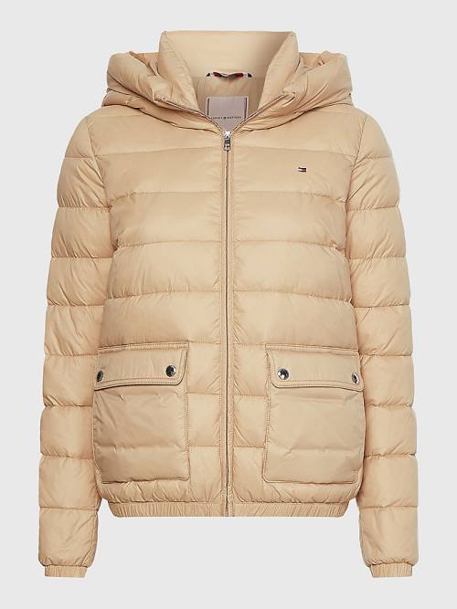 Tommy Hilfiger TH Protect Csuklyás Padded Kabát Női Bézs | TH369DHQ