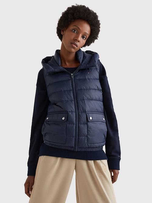 Tommy Hilfiger TH Protect Csuklyás Padded Vest Dzseki Női Kék | TH795KQO