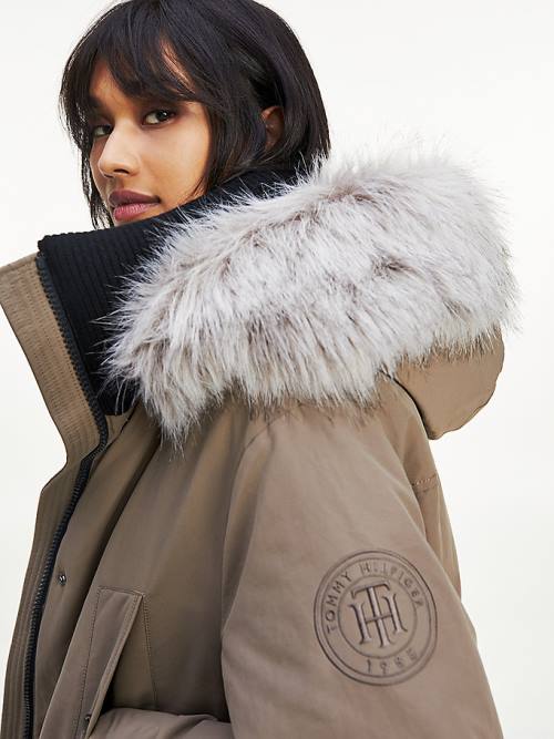 Tommy Hilfiger TH Protect Down Faux Fur Parka Dzseki Női Barna | TH081IUT