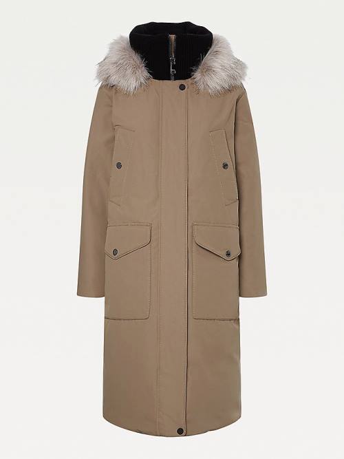 Tommy Hilfiger TH Protect Down Faux Fur Parka Dzseki Női Barna | TH081IUT