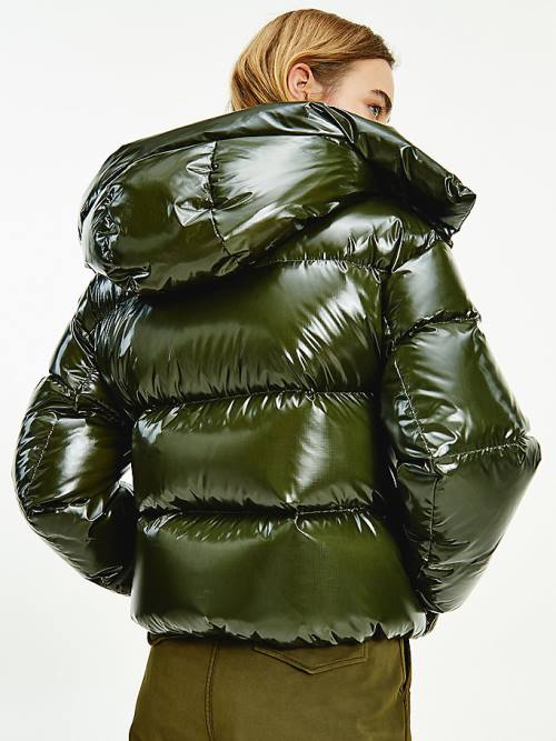 Tommy Hilfiger TH Protect Glossy Down-Filled Puffer Kabát Női Barna | TH738JED