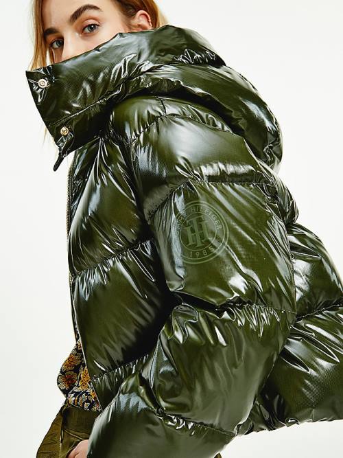 Tommy Hilfiger TH Protect Glossy Down-Filled Puffer Kabát Női Barna | TH738JED