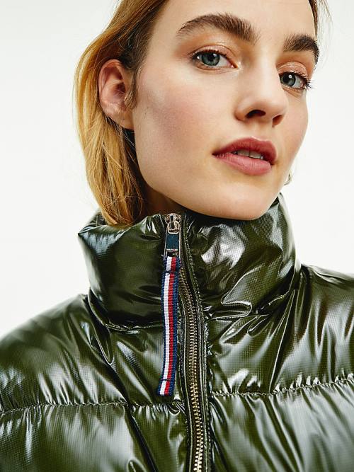 Tommy Hilfiger TH Protect Glossy Down-Filled Puffer Kabát Női Barna | TH738JED