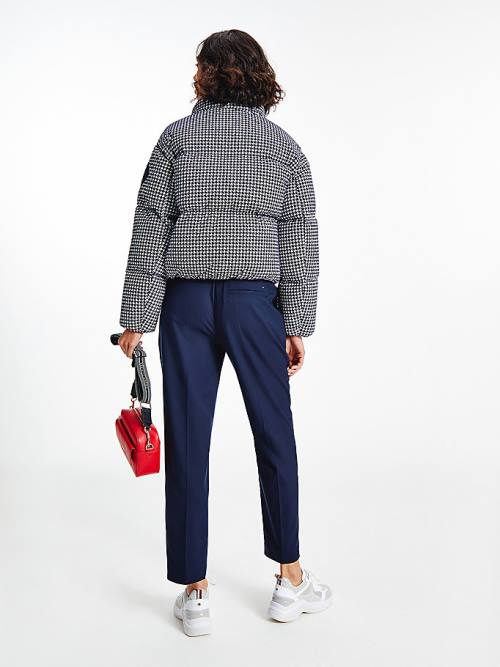 Tommy Hilfiger TH Protect Houndstooth Relaxed Down Kabát Női Kék | TH845GAI