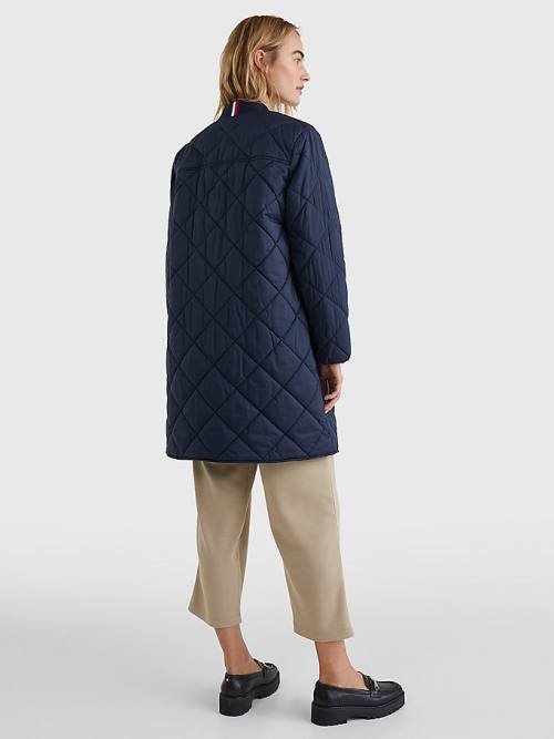 Tommy Hilfiger TH Protect Longline Quilted Bomber Coat Kabát Női Kék | TH341NMQ