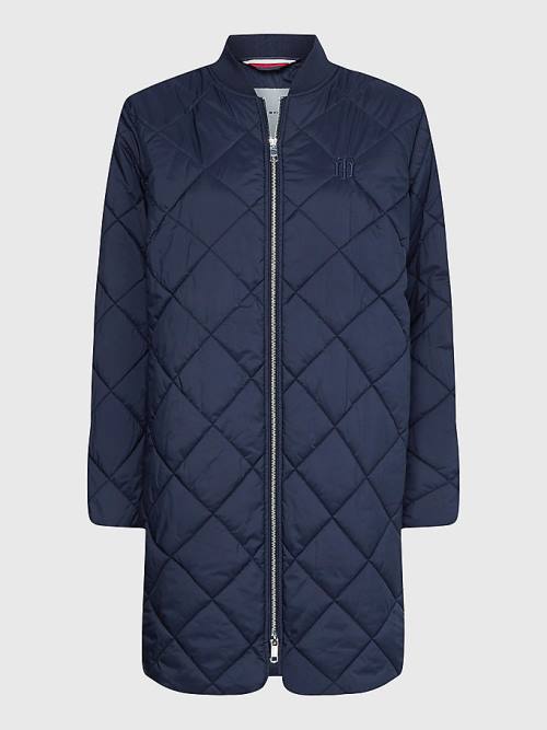 Tommy Hilfiger TH Protect Longline Quilted Bomber Coat Kabát Női Kék | TH341NMQ