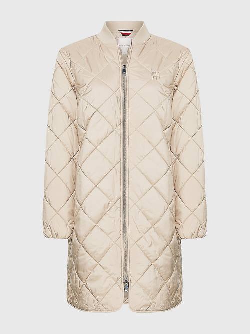 Tommy Hilfiger TH Protect Longline Quilted Bomber Coat Kabát Női Bézs | TH725RDC