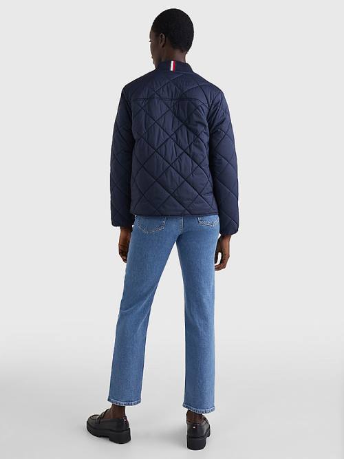 Tommy Hilfiger TH Protect Quilted Bomber Kabát Női Kék | TH251KPU