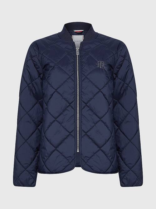 Tommy Hilfiger TH Protect Quilted Bomber Kabát Női Kék | TH251KPU