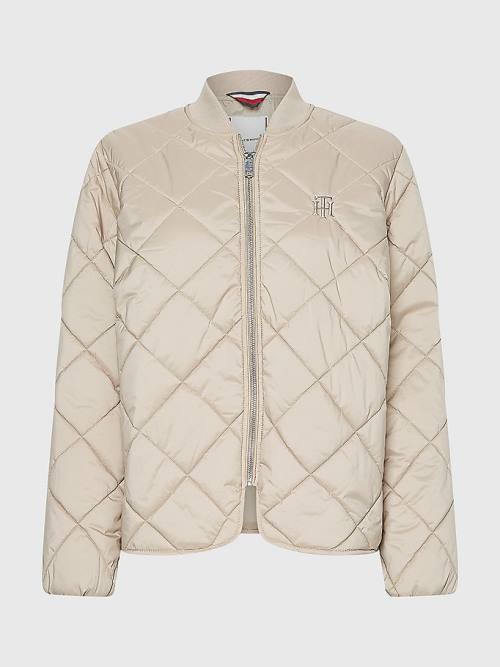 Tommy Hilfiger TH Protect Quilted Bomber Kabát Női Bézs | TH642BNO