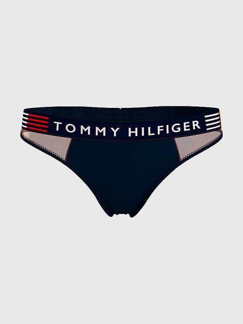 Tommy Hilfiger TH Stretch Colour-Blocked Tanga Fehérnemű Női Kék | TH306QRU