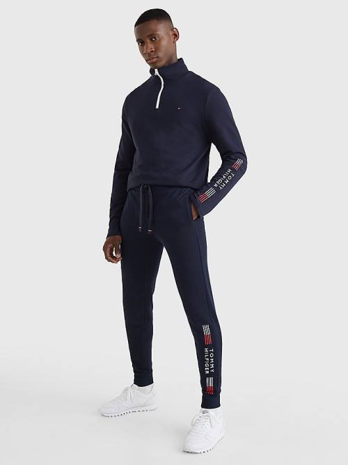 Tommy Hilfiger TH Stretch Cuffed Logo Joggers Pizsama Férfi Kék | TH067MKV