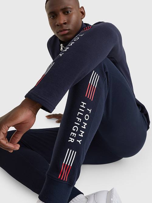 Tommy Hilfiger TH Stretch Cuffed Logo Joggers Pizsama Férfi Kék | TH067MKV