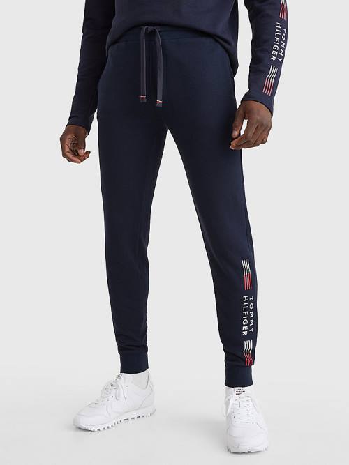 Tommy Hilfiger TH Stretch Cuffed Logo Joggers Pizsama Férfi Kék | TH067MKV