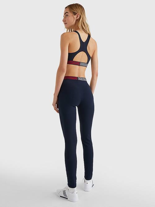 Tommy Hilfiger TH Stretch Logo Waistband Full Length Leggings Női Kék | TH435PDA