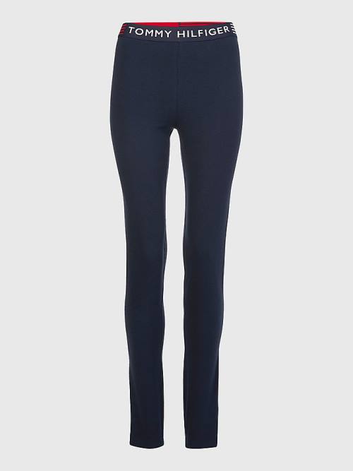 Tommy Hilfiger TH Stretch Logo Waistband Full Length Leggings Női Kék | TH435PDA