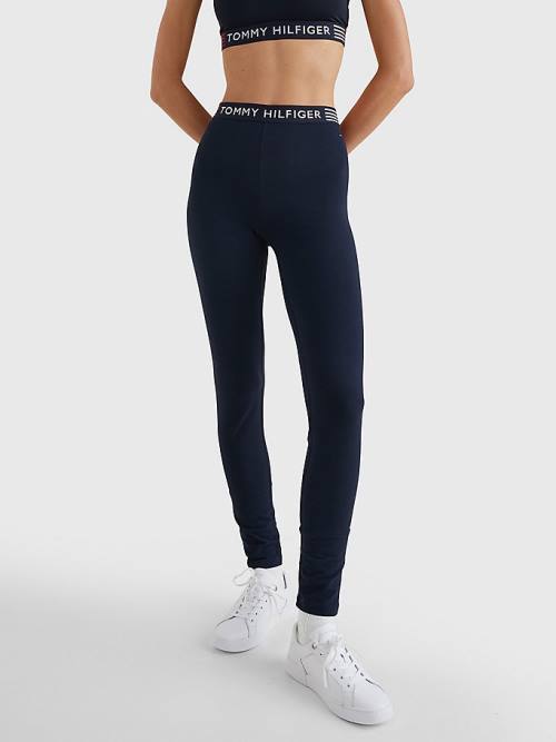 Tommy Hilfiger TH Stretch Logo Waistband Full Length Leggings Női Kék | TH435PDA