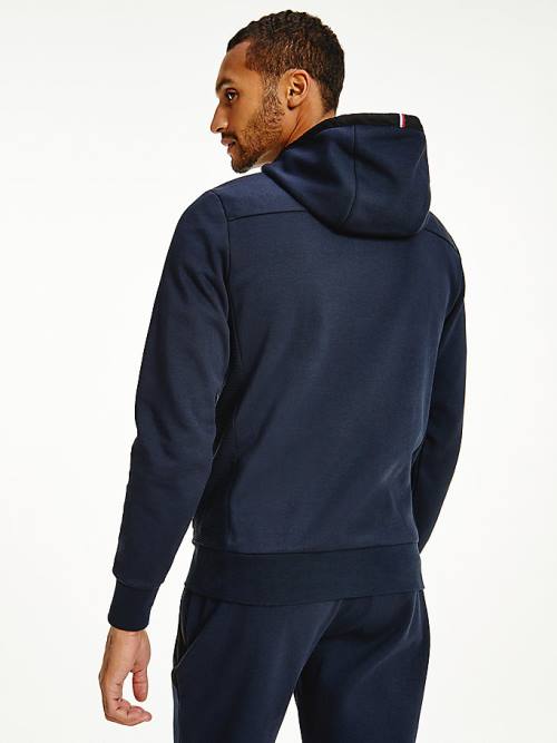 Tommy Hilfiger TH Tech Essential Logo Quarter-Zip Kapucnis Pulóver Férfi Kék | TH017YEU